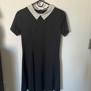 Allegra K Black Dress with White Collar Wednesday Adams